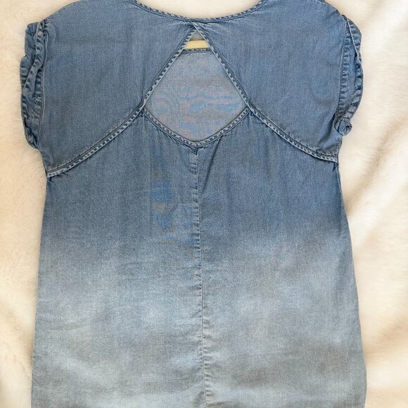 Market & Spruce Ombre Denim Women's Jean Top with Keyhole Back Size XS - Picture 4 of 6